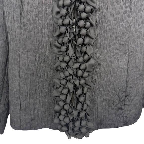 Chicos Forget Me Knot Cheetah Animal Print Blazer Jacket Ruffle Black sz 1 / M - Picture 7 of 16